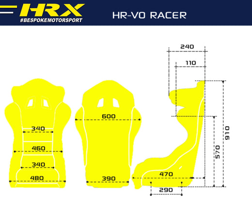 Racer racing seat - Standard size dimensions - HRX